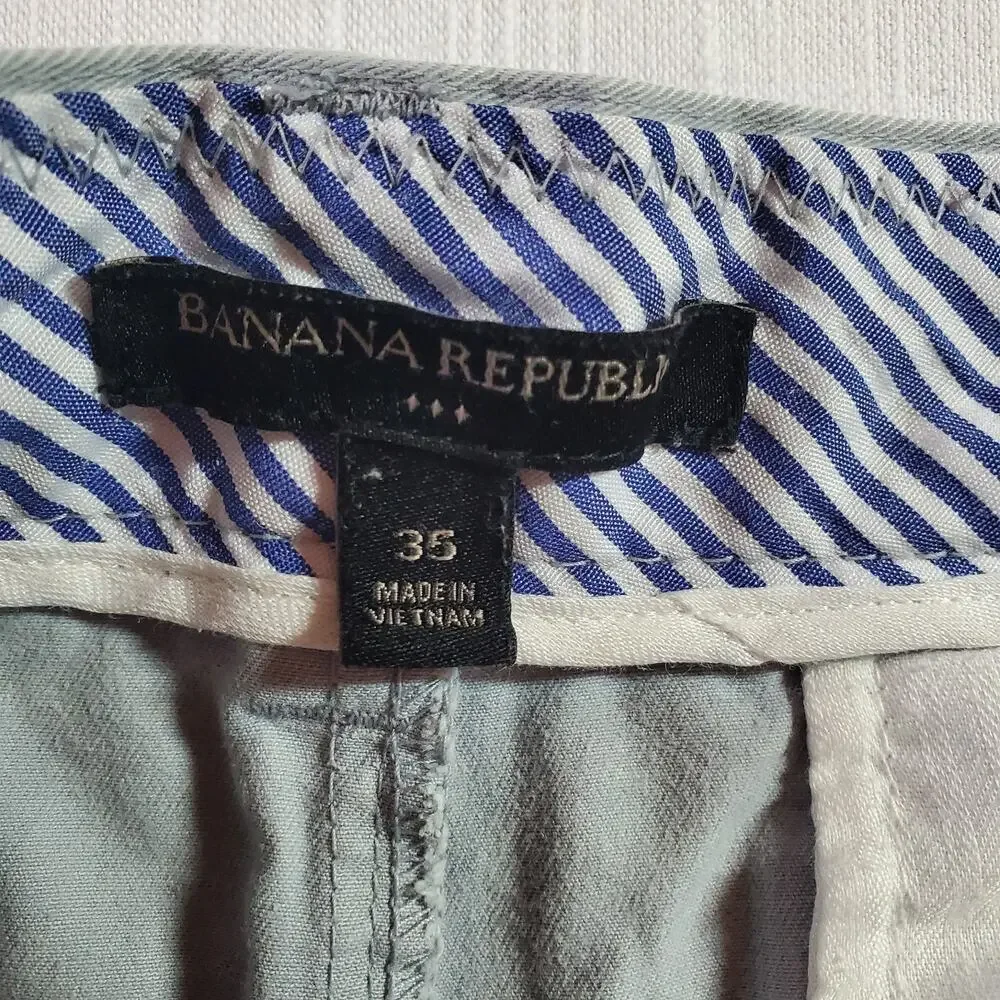 Banana Republic Mens Size 35 Aiden Club Shorts Gray Chino Casual Stretch